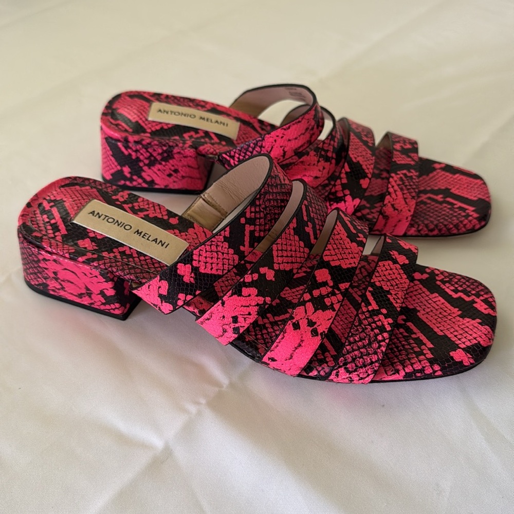 Y2K Retro ANTONIO MELANI Snake Skin comfortable Cosgrove Pink Sandals size 7
